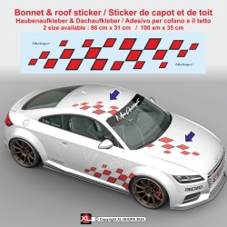 2 stickers RS STYLE AUDI SPORT damiers toit et capot bicolore